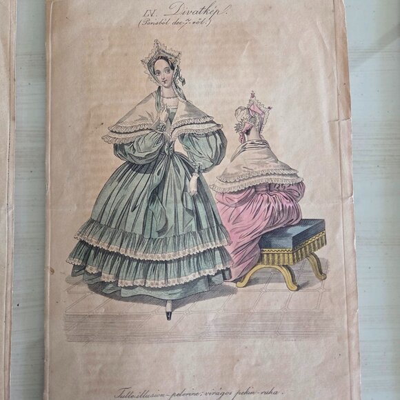 SET OF FOUR ANTIQUE 1834-1835 FASHION PRINTS - Picture 3 of 10